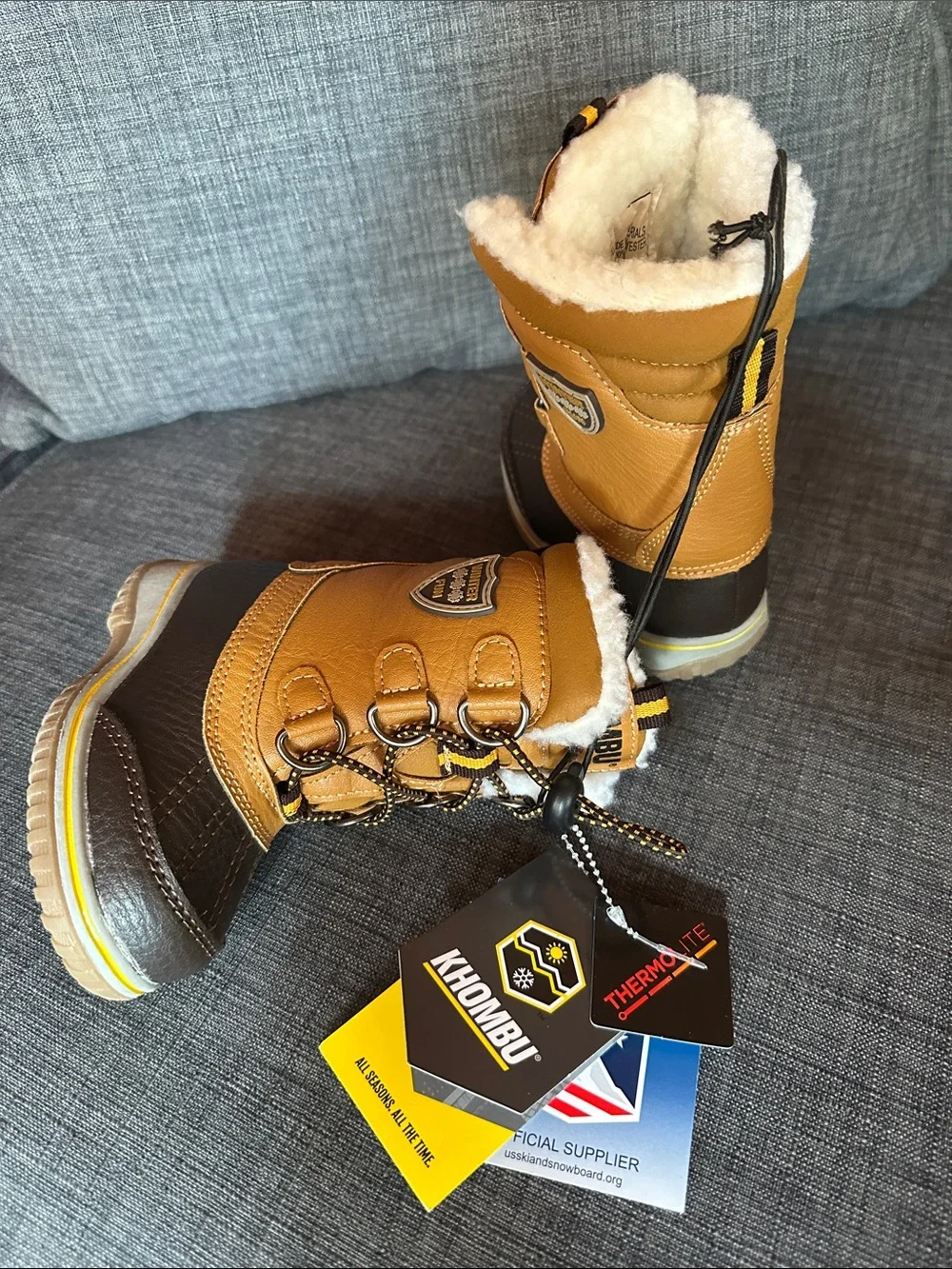 Khombu Kids' Brown & Tan Faux-Fur Winter Boots